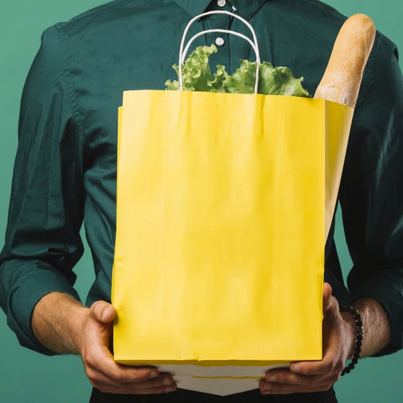 товар Бумажный крафт пакет с кручеными ручками, желтый, 260*150*350 мм, 80 г/м2 YKPK026